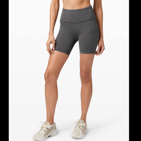 lululemon athletica Pants - Lululemon fast and free shorts grey 8 6” pockets bike shorts